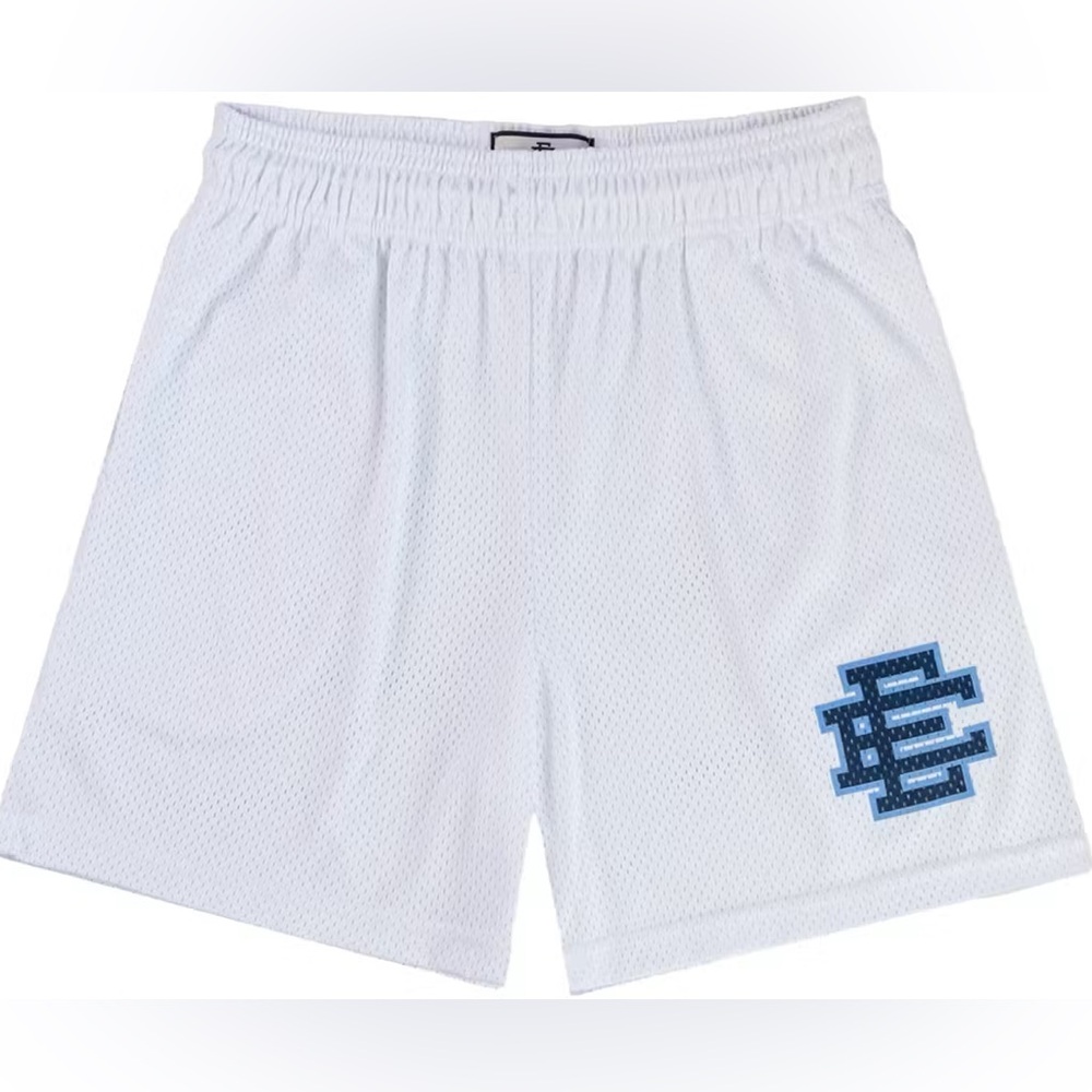 Eric Emanuel White navy blue Mesh Athletic Shorts